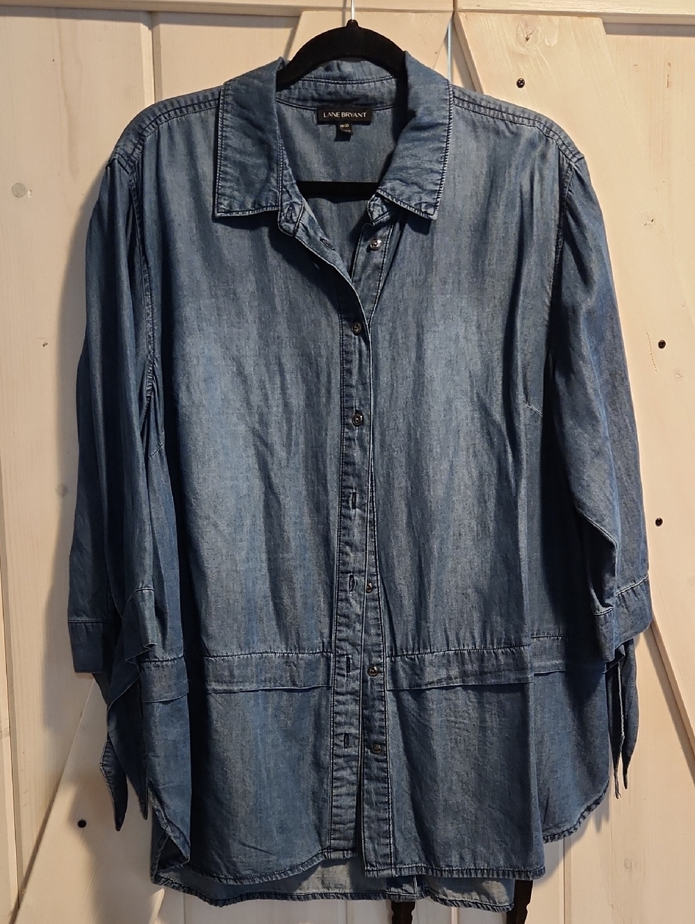 Lane Bryant Light Wash Denim Shirt - Blue